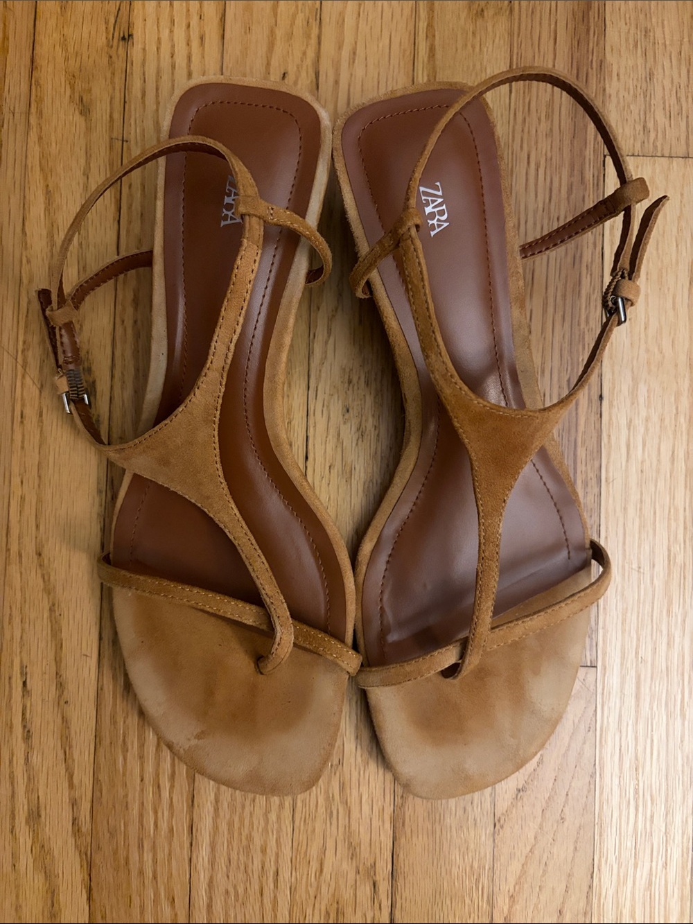 Zara Suede Kitten Heel Thong Sandal - Picture 8 of 8